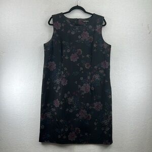 Mario Serrani Women’s Sheath Dress Size XL Black Knit W/Muted Floral Print NWT